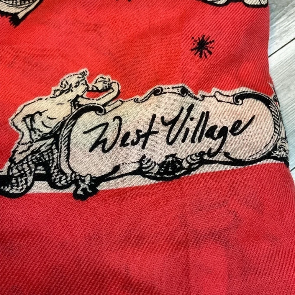 1937 French wool scarf New York Bronx Uptown red white souvenir